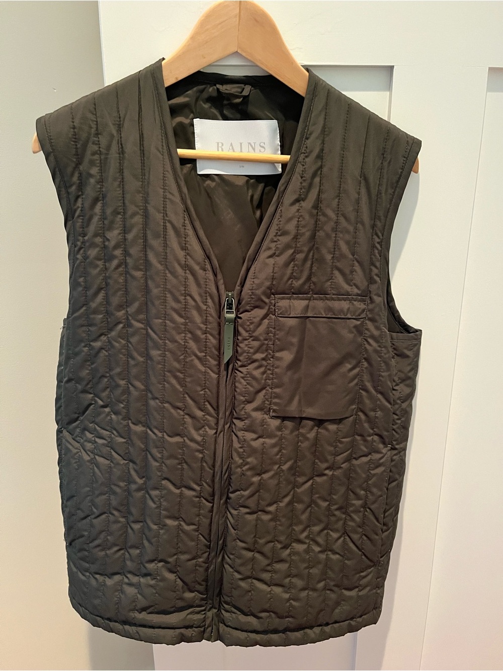 Rains Men's Quilted Dark Olive Vest